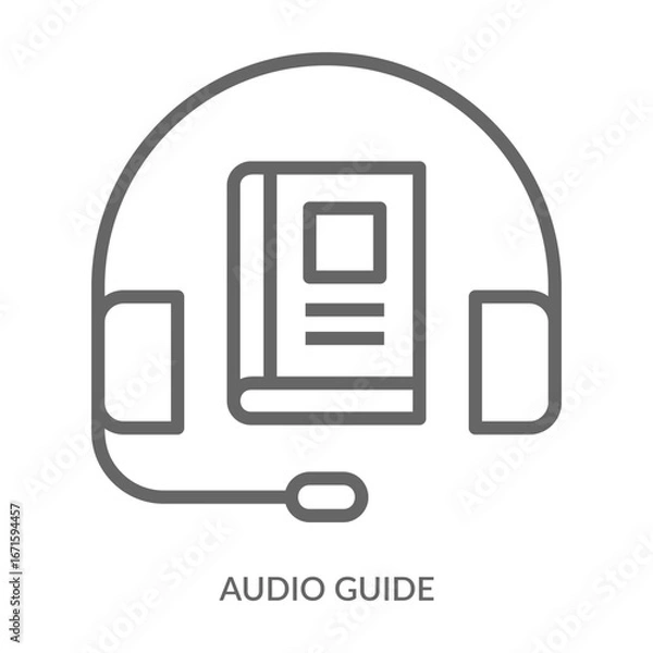 Obraz Audio Guide Icon Line Style. Design Vector Illustration