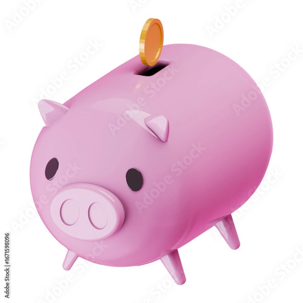 Obraz 豚の貯金箱、コイン、金貨