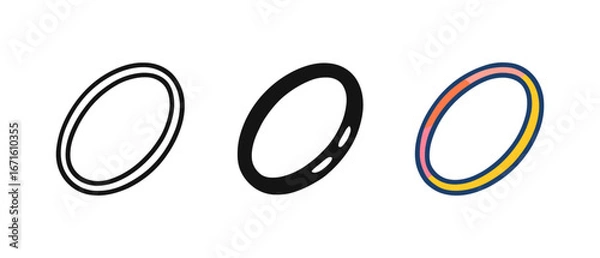 Fototapeta Three rings in linear, solid, and gradient styles