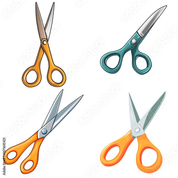Obraz Scissors in a vector cartoon style, isolated white background