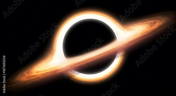 Fototapeta Fiery Black Hole Ringed with Glowing Gas in Dark Space