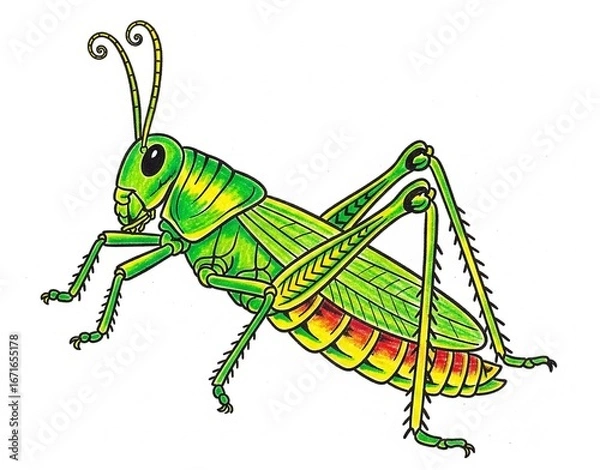 Obraz grasshopper on a white background