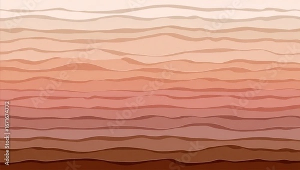 Fototapeta Layered Earth Abstract, curved layers in gradient shades of brown create a geological or organic pattern. Earthy texture with soft, flowing lines