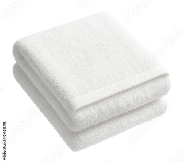 Fototapeta White fluffy towel folded into a square