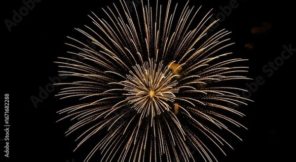 Fototapeta Golden ethereal burst illuminating the night sky with a celestial firework display