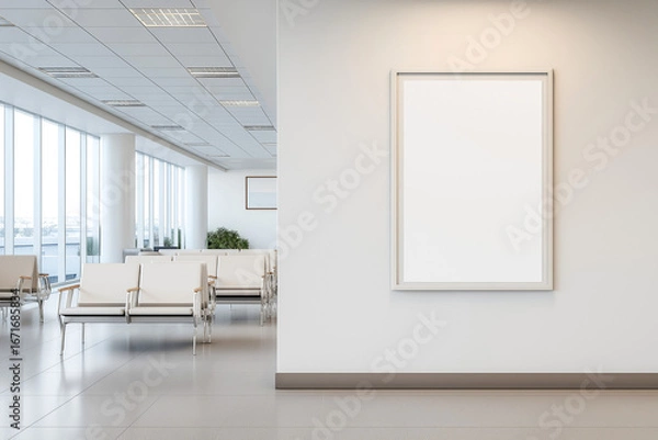 Fototapeta 白紙のポスター・広告のモックアップ（施設内・受付・待合室）