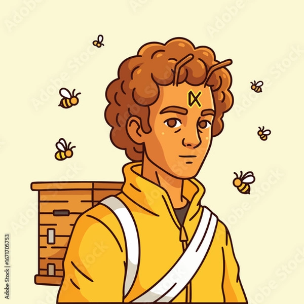 Obraz Beekeeper Portrait Illustration.