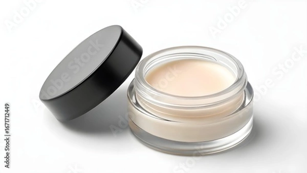 Fototapeta Elegant Eyeshadow Primer Pot Mockup in Clean Minimal Scene – Blank Glass Cosmetic Jar with Creamy Texture for Professional Beauty Branding and High-End Makeup Packaging Design