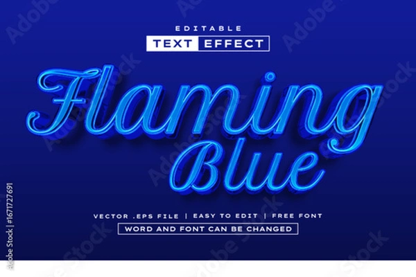Fototapeta Flaming Blue 3D editable text effect style