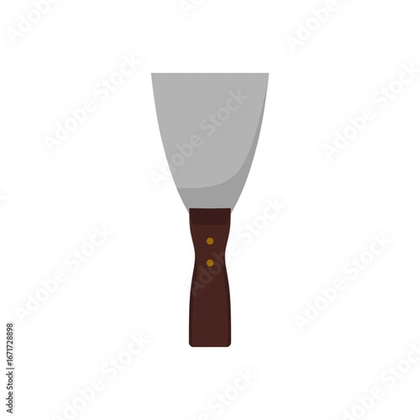 Fototapeta Putty knife flat design vector illustration isolated on white background. trowel or scraper used for drywall or plastering