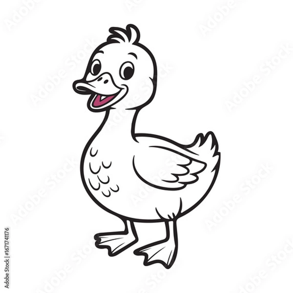 Fototapeta Duck coloring book page vector art illustration line art 