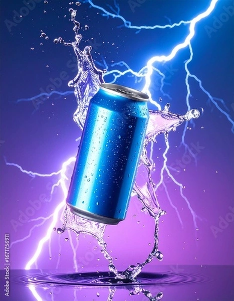 Obraz Energy Drink Can with Lightning Splash