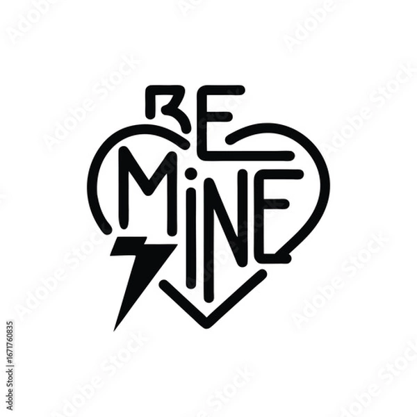 Obraz Be Mine Heart Typography Design Valentine's Day Love Expression of Affection