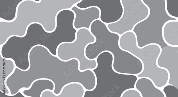 Fototapeta Abstract Gray Camouflage Pattern – Modern Monochrome Camo Design