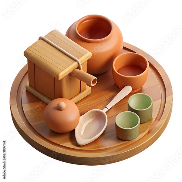 Obraz clay pots on a white