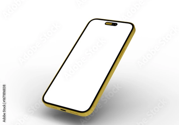Fototapeta High-quality photo of a golden smartphone with a blank screen, perfect for app presentations or website designs.