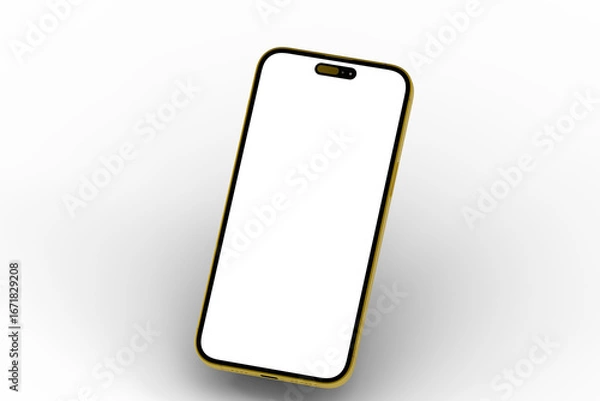 Fototapeta High-quality photo of a gold smartphone with a blank screen, perfect for app presentations or website mockups.