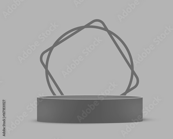 Obraz Black 3D Podium with Artistic Wireframe