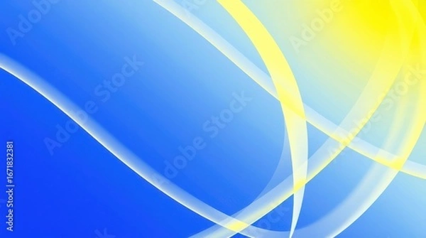 Fototapeta Abstract Yellow And Blue Gradient Background With Curved White Lines Ideal For Digital Design