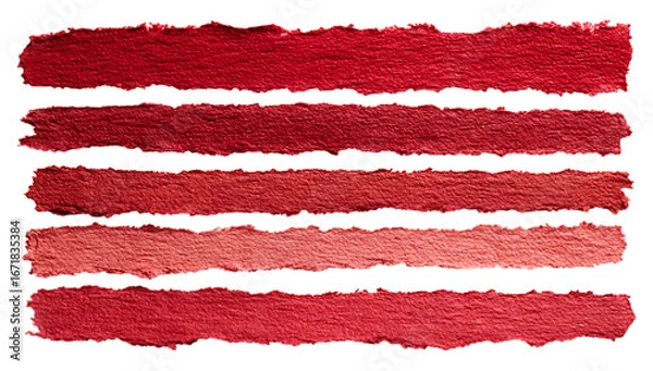 Fototapeta Red Paper Strip with Rough Ripped Border Isolated on Transparent Background, png