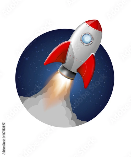 Fototapeta Vector rocket launch take off. startup
