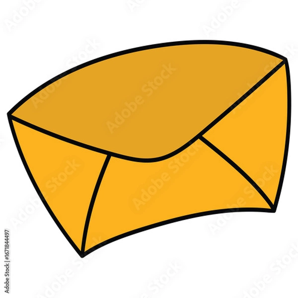 Obraz Hand-drawn cartoon yellow closed envelope on a white background.