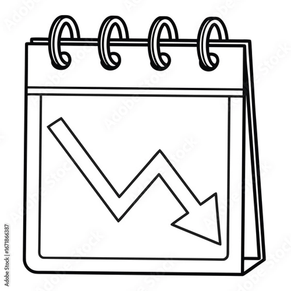 Obraz Calendar With Downward Trend Graph chart