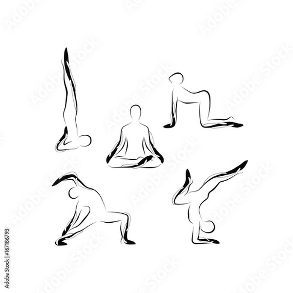 Obraz Set of abstract yoga poses
