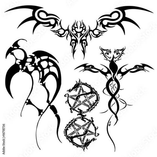Obraz vector illustration tattoo design set