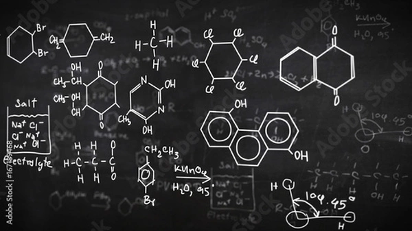 Fototapeta Chemical formulas on black