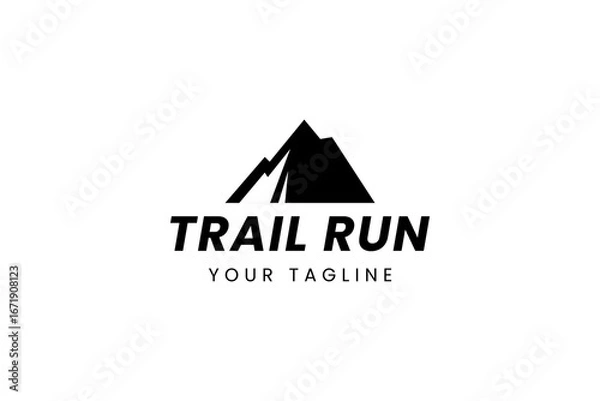 Obraz Running Across Mountain Trail Run Logo Design