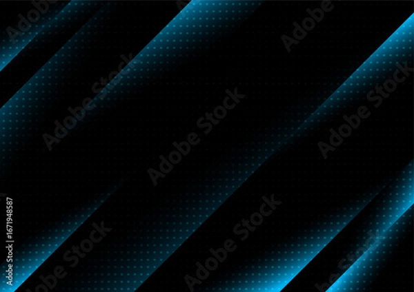 Obraz Blue and black gradient and square dots background.
