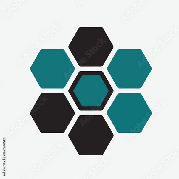 Obraz Abstract Hexagon Pattern Design in Teal and Black