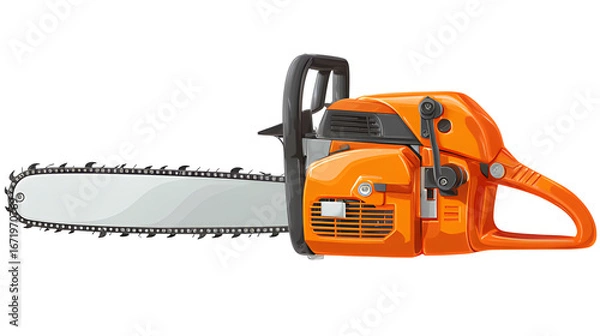 Fototapeta Chainsaw isolated on white. Gasoline handle chainsaw maintenance