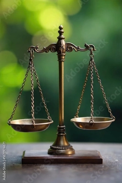 Fototapeta A perfectly balanced scale with weights on either side, symbolizing equilibrium and fairness , impartiality, justice scale, assessment