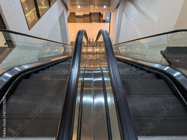 Fototapeta Modern escalator in shopping mall