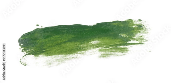 Obraz Green watercolor paint brush stroke isolated on transparent background. art and watercolor painting concept.