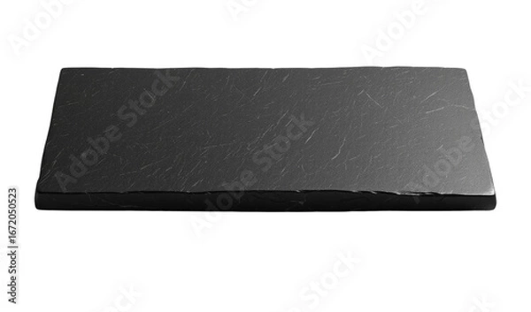 Obraz Rectangular Black Slate Stone Plate Isolated on transparent Background