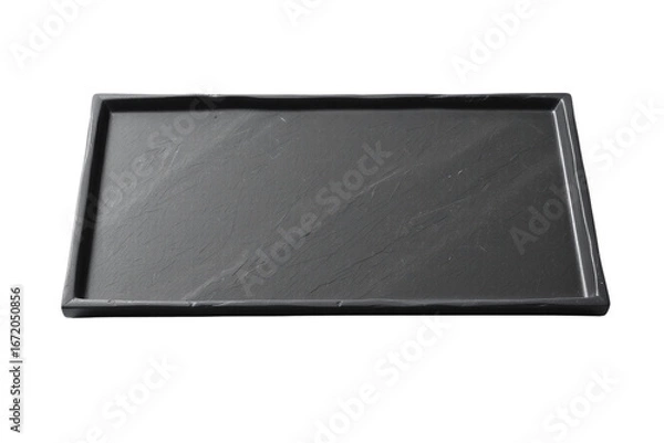 Obraz Empty Black Stone Serving Tray with Raised Rim Isolated