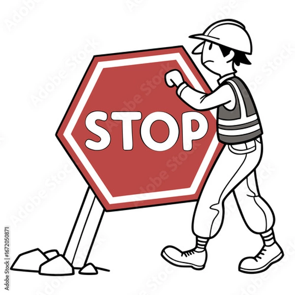 Obraz man with stop sign