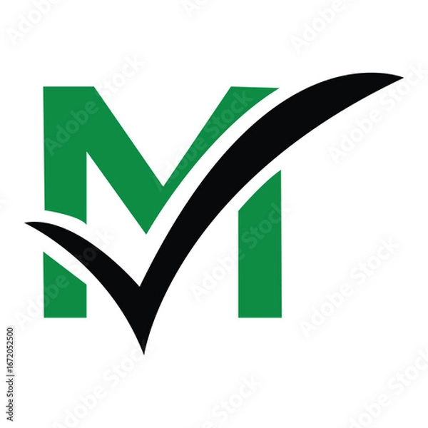 Fototapeta Vector letter m check mark logo