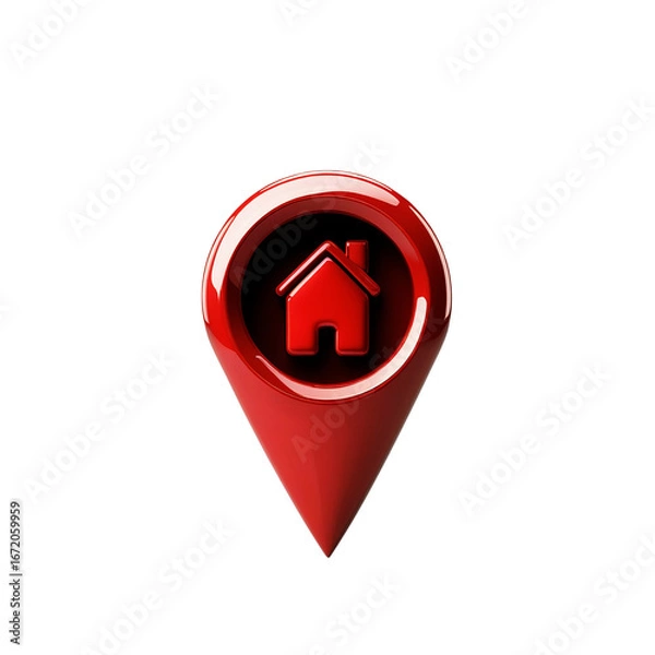 Obraz Red home location pin icon isolated on transparent background
