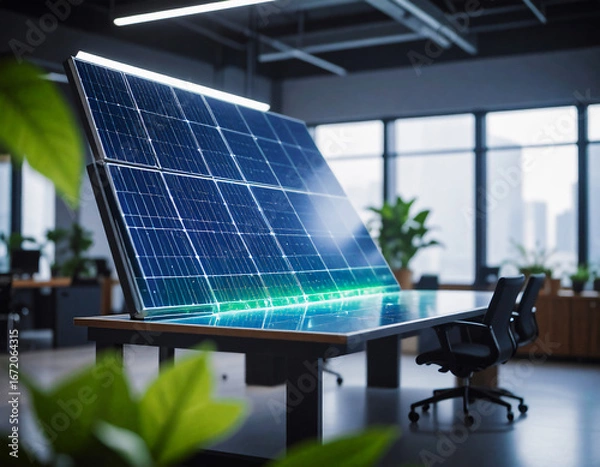 Obraz 透明なソーラーパネルが張り巡らされたエコスマートオフィス