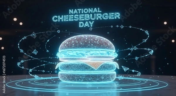 Fototapeta Digital rendering of cheeseburger for national cheeseburger day celebration
