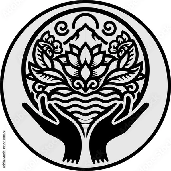 Obraz earth on hand symbol.eps