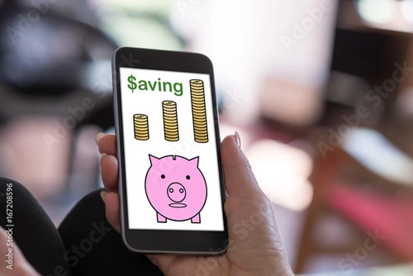 Fototapeta Saving concept on a smartphone
