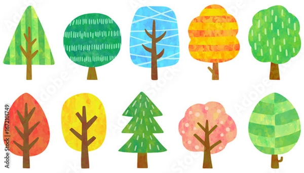 Obraz 北欧風の木のイラストセット ベクター素材