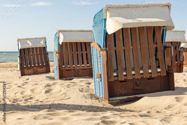 Obraz Ostseestrand Warnemünde mit Strandkörben