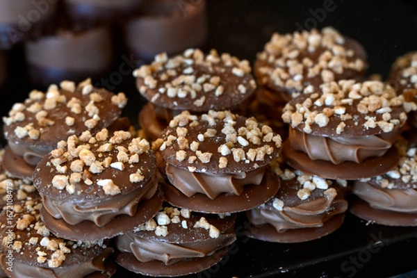 Fototapeta Display of artisan Hazelnut chocolates