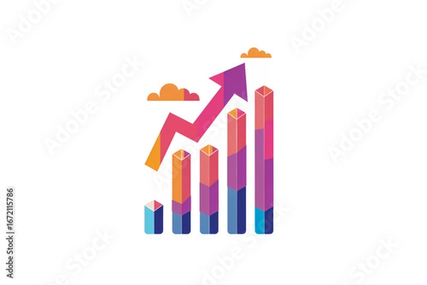 Fototapeta Growing Business Performance Bar Chart Icon, cutout png